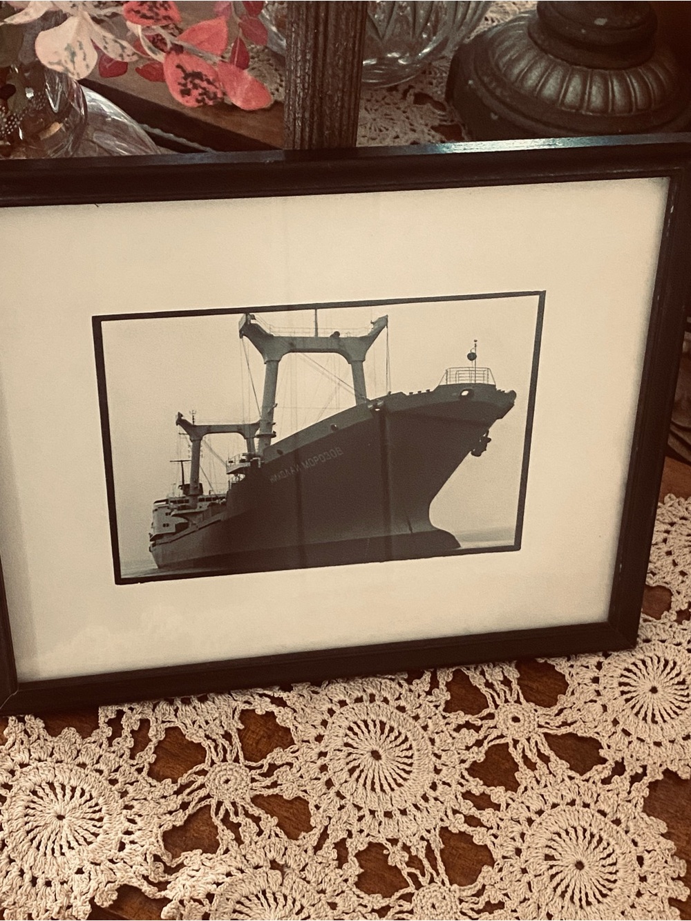 Vintage Framed Photograph Nikolai Morozov Russian Ship